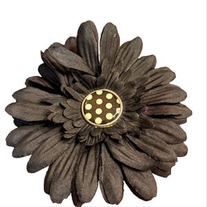 Black Polka Dot Center Flower Hair Clip Accessory